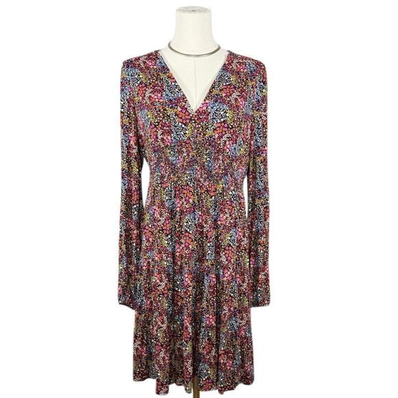 Boden Floral Smocked Waist Dress Long Sleeve Boho Work Weekend Wear | US 8 - Picture 1 of 10
